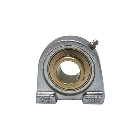 Ami Bearings SINGLE ROW BALL BEARING - 40MM ZINC WIDE SET SCREW NICKEL TAPPED BASE PLW BLK UCPA208NPMZ2